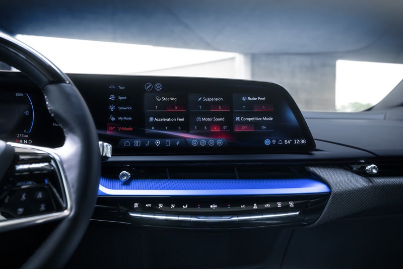 The 2026 OPTIQ-V Display Screen Displaying the V-Mode Settings | Kolar Cadillac in Hermantown MN